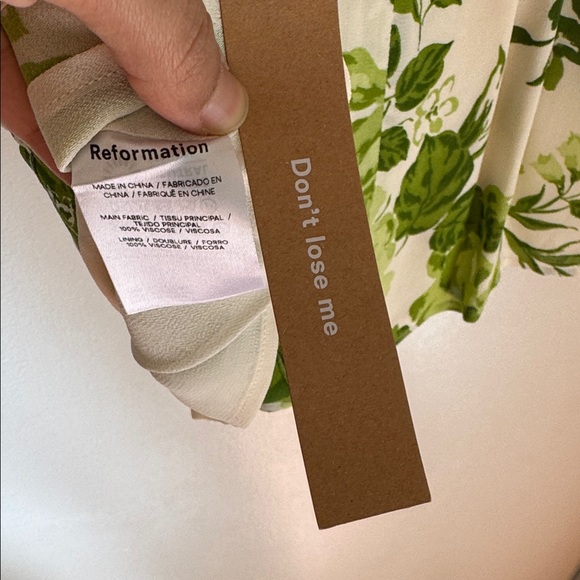 Reformation Louelle Dress Rialto White & Green Floral NWT Summer Dress Size 12 - Picture 7 of 8